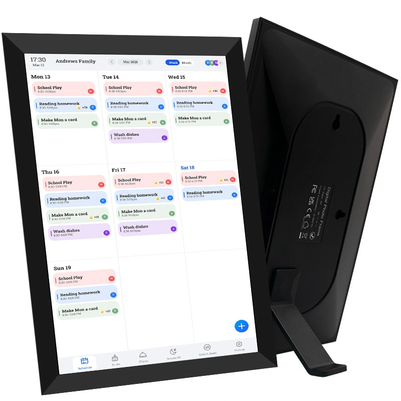 10.1 Digitale thuiskalender - touchscreen, wifi -frame met foto's, schema, wenskaartgroeten instellen, via FOTOCUBE 1