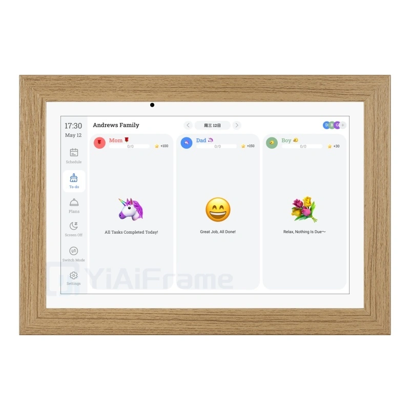 10,1-inch FotoCube digitale wandkalender, gepersonaliseerde digitale fotolijst met houten frame 1