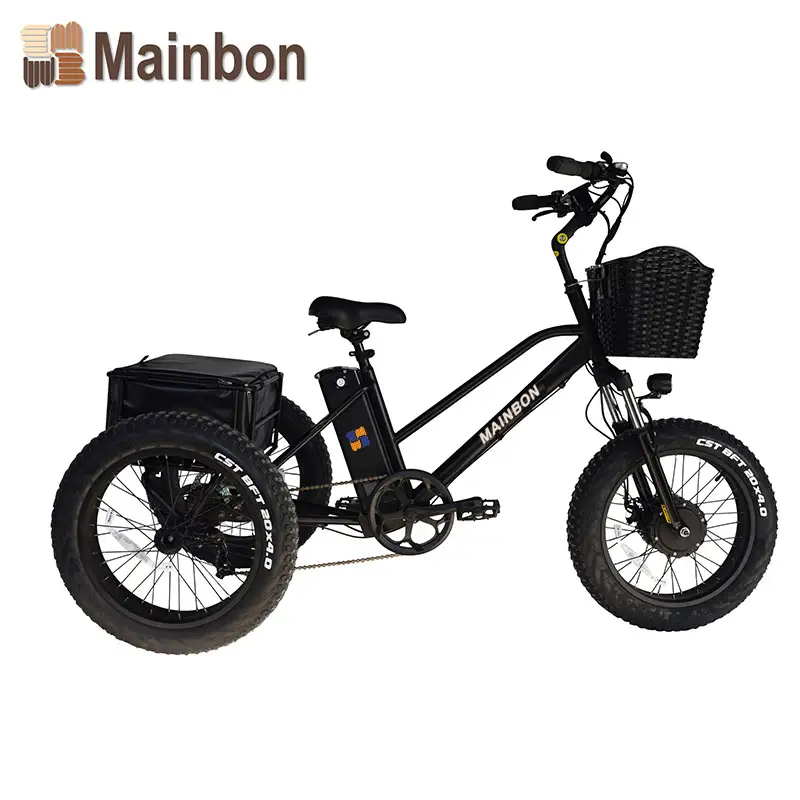 Fat Tire Electric Powered Tricycle 3-wheeler 20 Inch with Basket 1