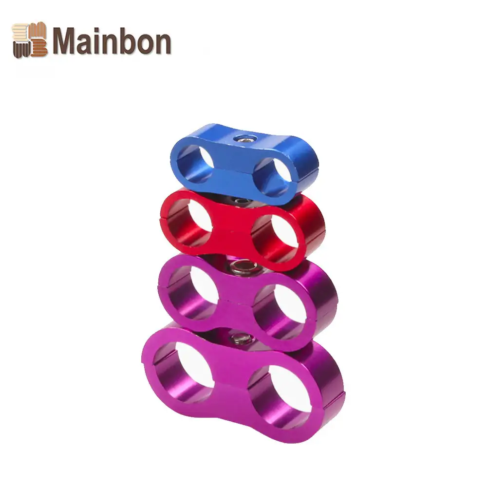 Fit For Universal Two Hole Clamp AN4 AN6 AN8 AN10 AN12 Clamp Aluminum Alloy Car Oil Pipe Clamp Multicolor 1