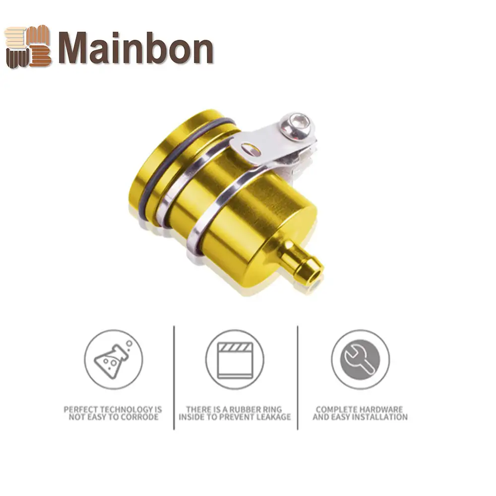 Universal Motorcycle Aluminum Brake Fluid Reservoir Oil Cup Fit For Yamaha Kawasaki Honda Suzuki BMW and more (Gold) 1