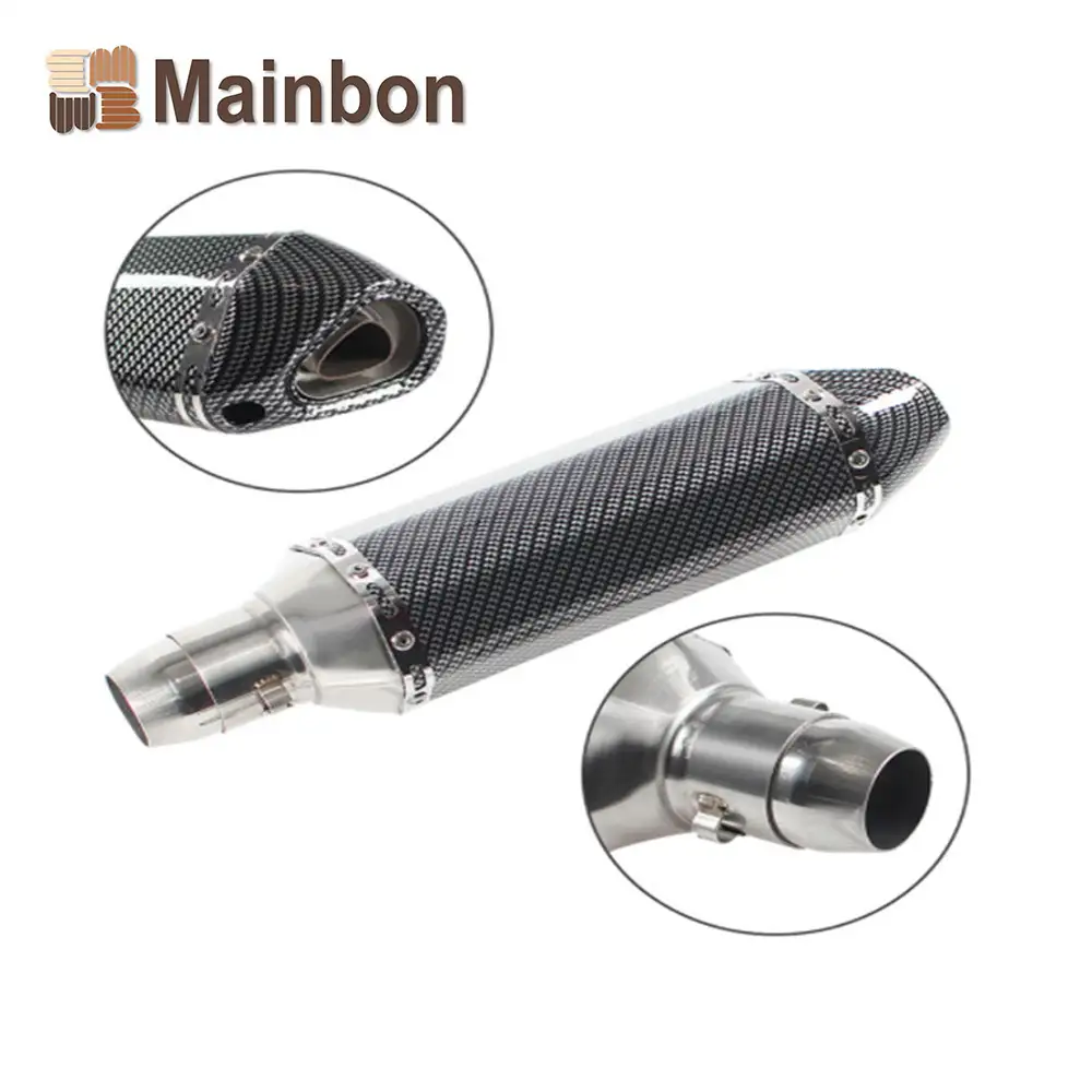 Exhaust Muffler Carbon Fiber 1.5-2Inlet with Removable DB Killer for Street/Sport Motorcycles and Scooters with 38-51mm Diameter Exhaust Pipes 1