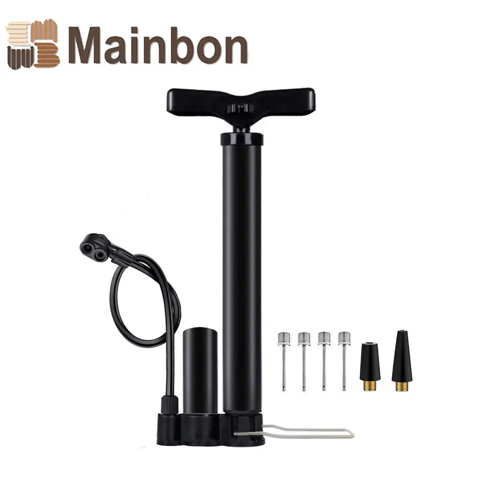 Bike Pump Portable, Ball Pump Inflator Bicycle Floor Pump with high Pressure Buffer Easiest use with Both Presta and Schrader Bicycle Pump Valves 1