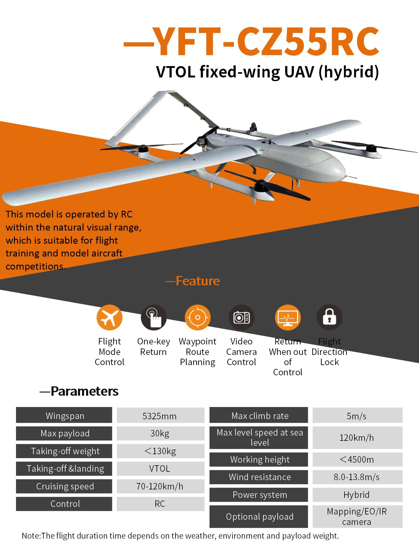 YFT-CZ55RC VTOL Fixed Wing Hybrid Drone for Traning of Surveillance Mapping Monitoring 7