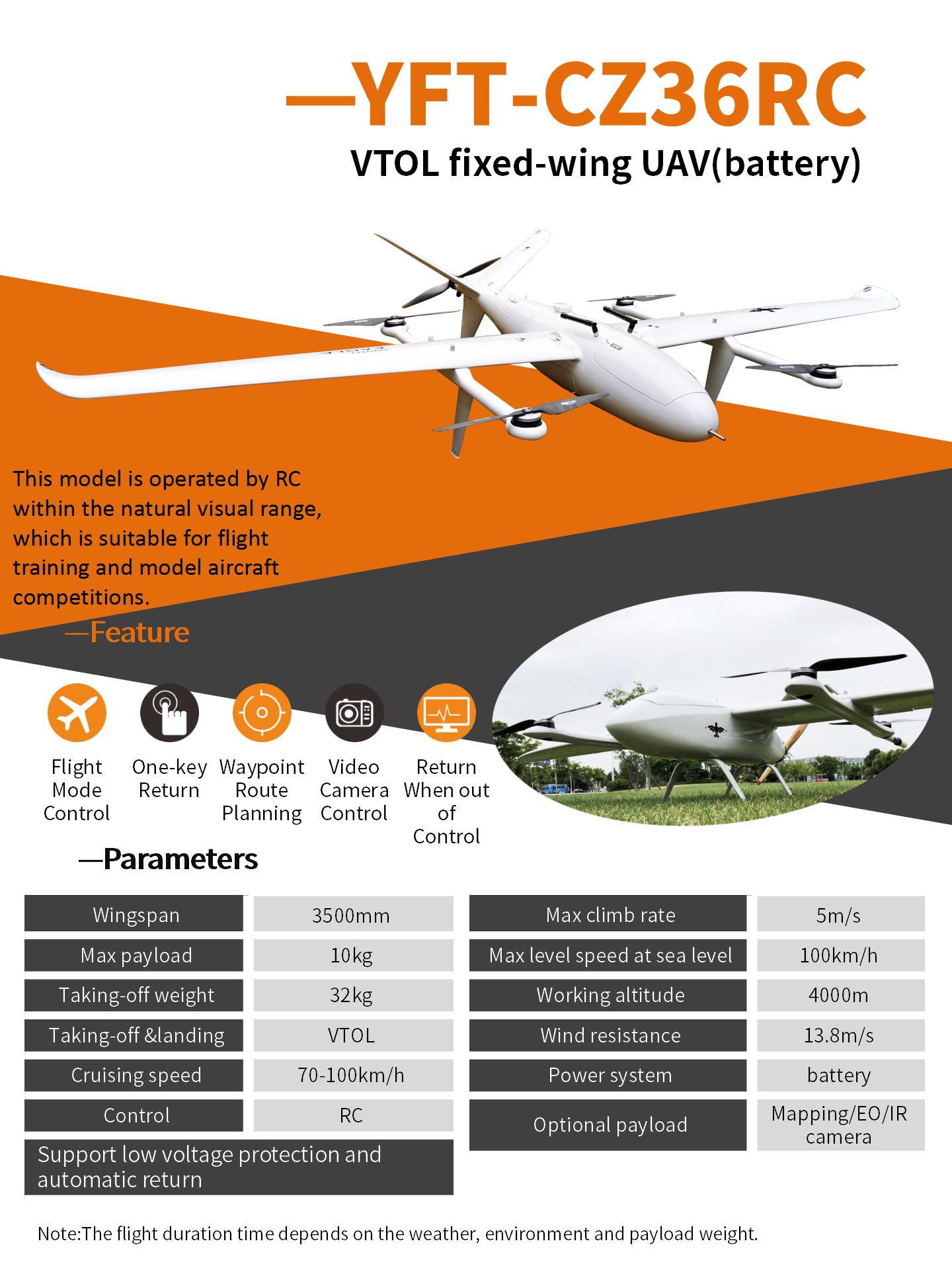 Digital Eagle YFT-CZ36RC Battery VTOL Fixed Wing Drone UAV 7
