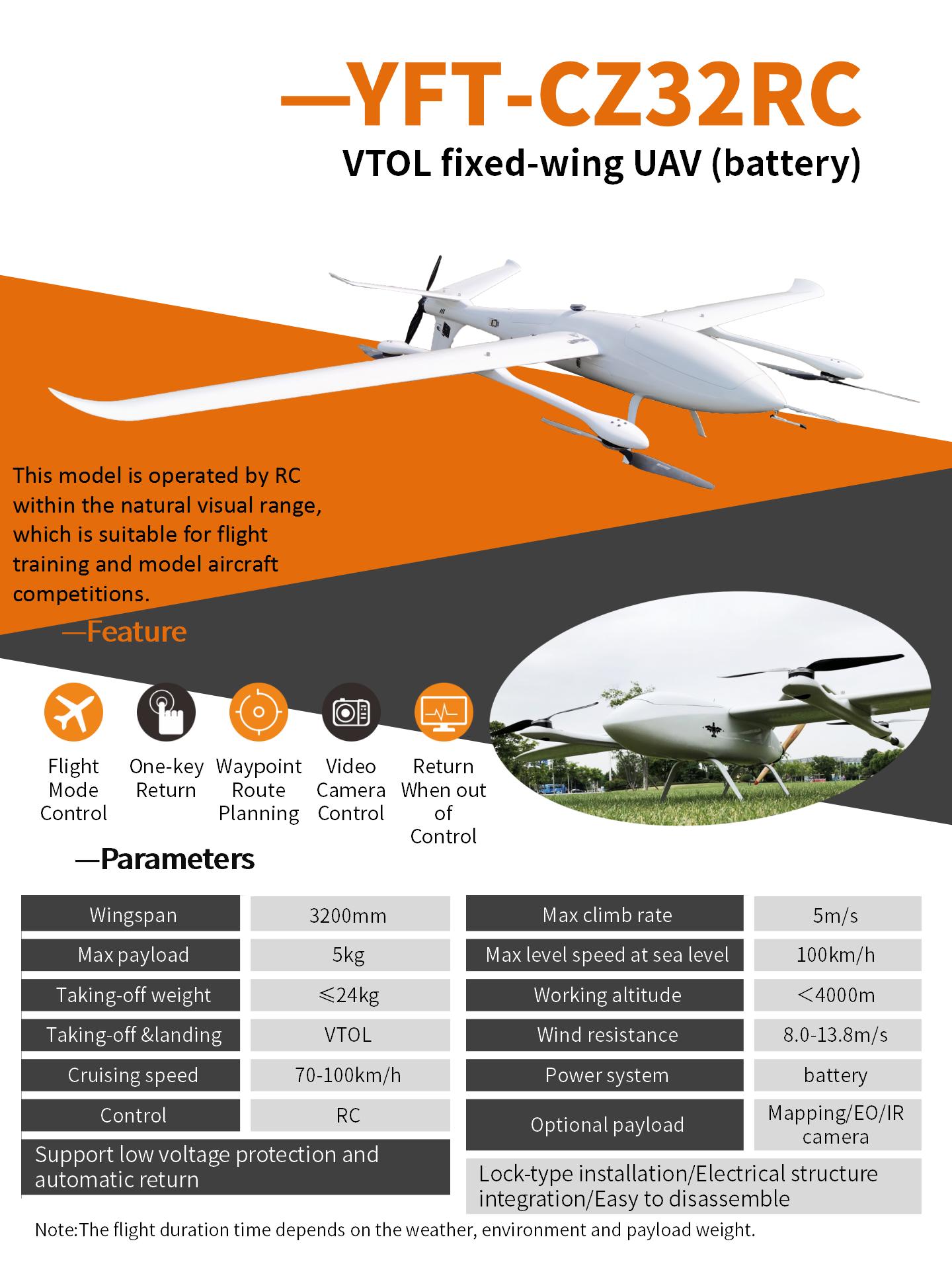 RC YFT-CZ32RC VTOL Fixed Wing Drone with Visual Range for Flight Training and Testing 11