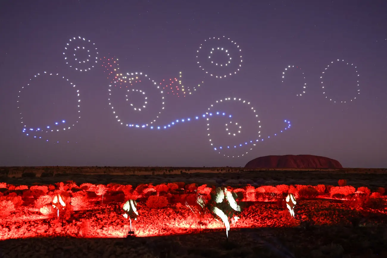 Drones of the desert : an ancient Aboriginal story comes to life at Uluru inselberg, Australia 1