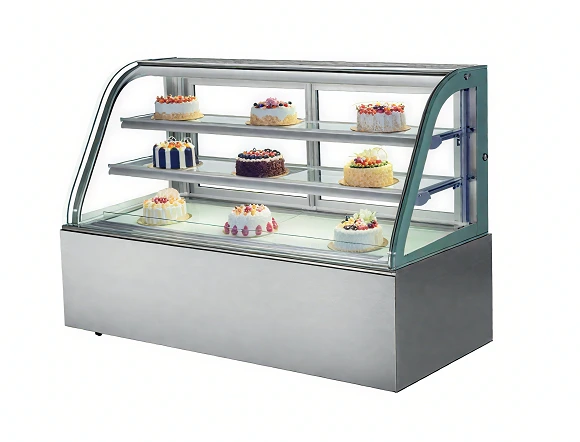 Keasid Curved Glass Bakery Display Case | Refrigerated Pastry Showcase Cabinet 1