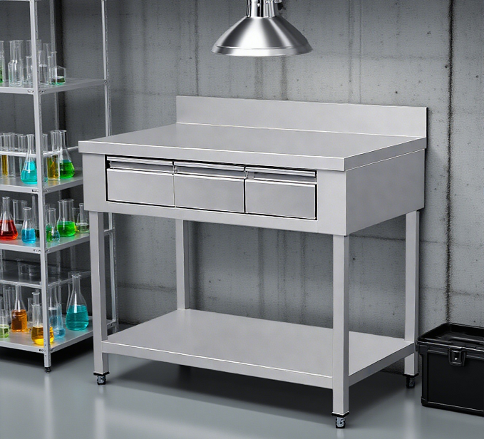 Kaesid Commercial Work Table with Drawers - All-Stainless Steel Prep Table & Undershelf for Kitchen, Restaurant, Bakery 7