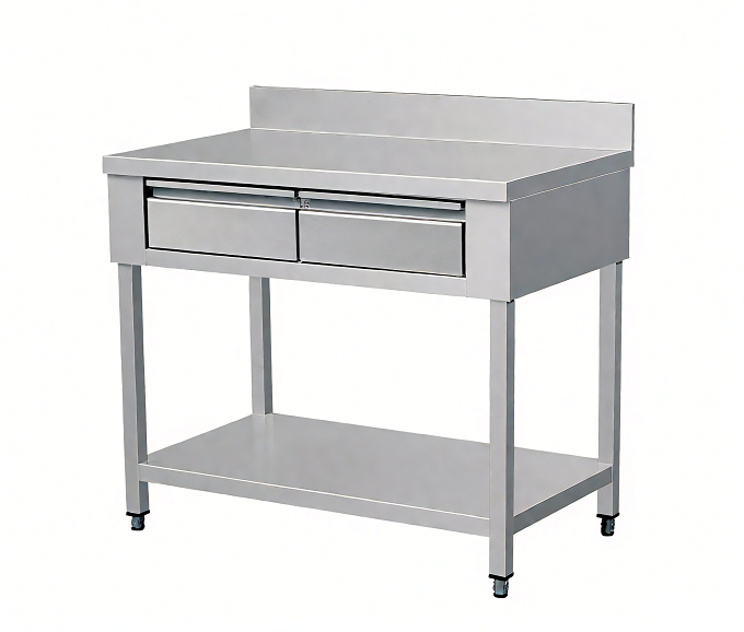 Kaesid Commercial Work Table with Drawers - All-Stainless Steel Prep Table & Undershelf for Kitchen, Restaurant, Bakery 1