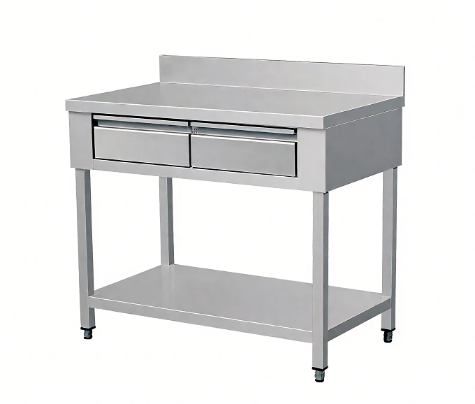 Keasid Commercial Work Table with Drawers - All-Stainless Steel Prep Table & Undershelf for Kitchen, Restaurant, Bakery 1