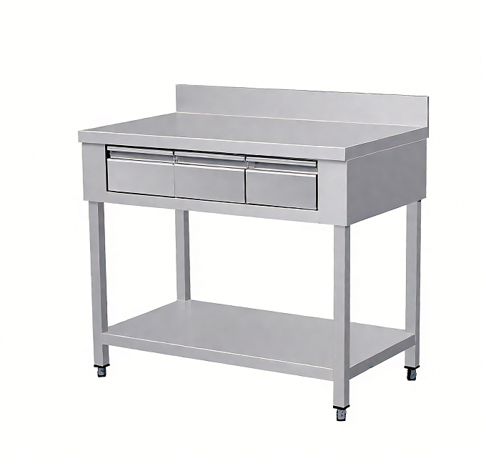 Kaesid Commercial Work Table with Drawers - All-Stainless Steel Prep Table & Undershelf for Kitchen, Restaurant, Bakery 3