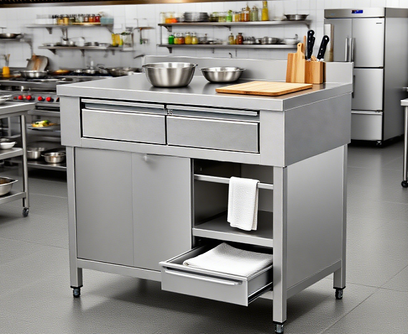Kaesid Commercial Work Table with Drawers - All-Stainless Steel Prep Table & Undershelf for Kitchen, Restaurant, Bakery 5