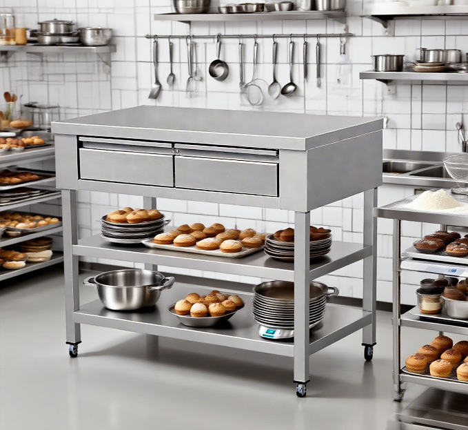 Kaesid Commercial Work Table with Drawers - All-Stainless Steel Prep Table & Undershelf for Kitchen, Restaurant, Bakery 6