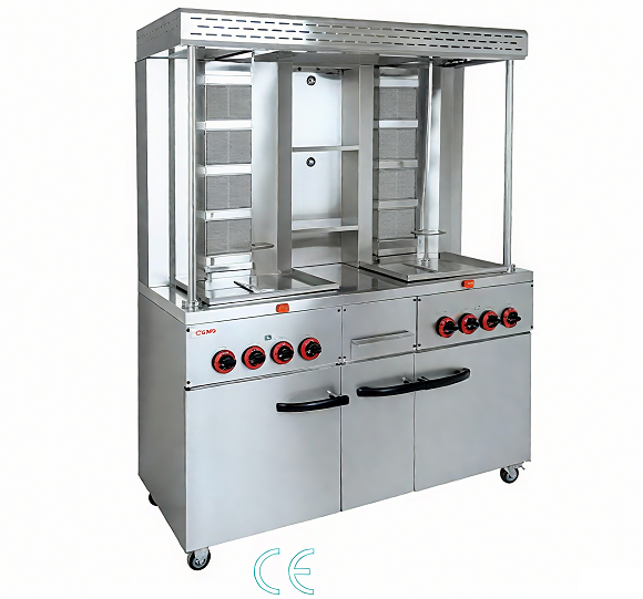 Kaesid Commercial Stainless Steel Gas Shawarma Machine - Vertical Rotisserie Grill for Restaurant 1