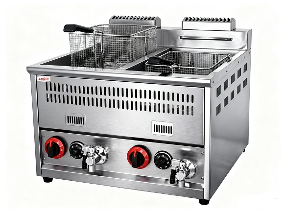 Kaesid Countertop Gas Deep Fryer - Commercial Stainless Steel Single & Double Burner Fryer for Restaurant Kitchen 1