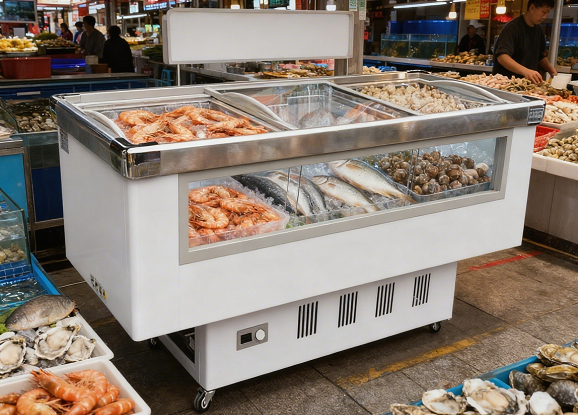 Kaesid Flat Island Cabinet Freezer | Advanced Supermarket Refrigeration Solution 4