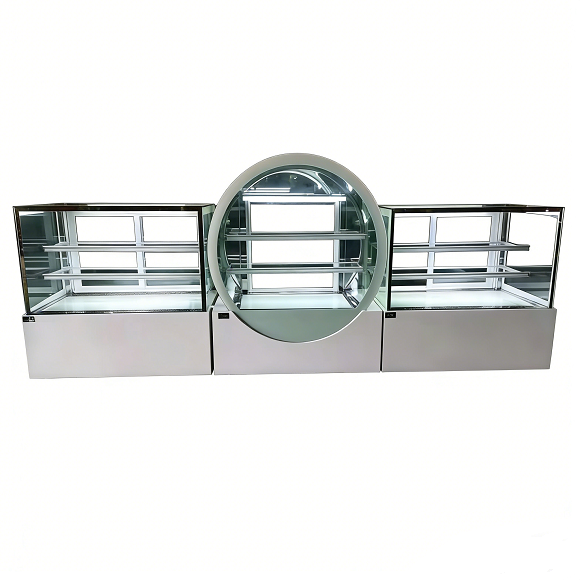 Mostrador de pasteles redondo con cubierta de mármol Kaesid | Refrigerador comercial para panaderías 5
