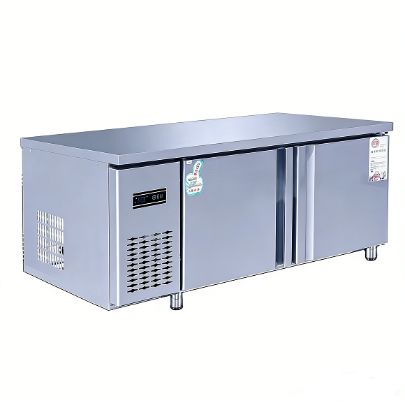 Refrigerador comercial Kaesid com duas portas para balcão | Combinado de freezer em aço inoxidável com altura de bancada 3