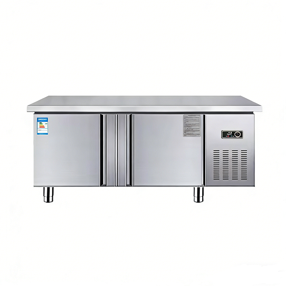 Refrigerador comercial Kaesid com duas portas para balcão | Combinado de freezer em aço inoxidável com altura de bancada 1