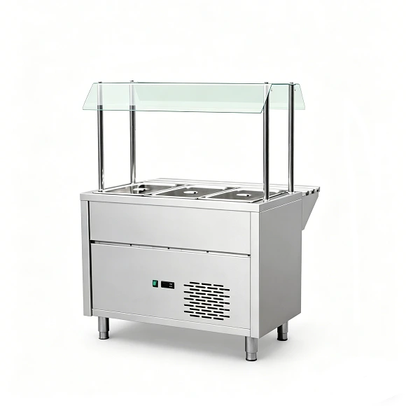 Kaesid Refrigerated Salad Bar with Acrylic Cover | Commercial 304 Stainless Steel Buffet Counter 1