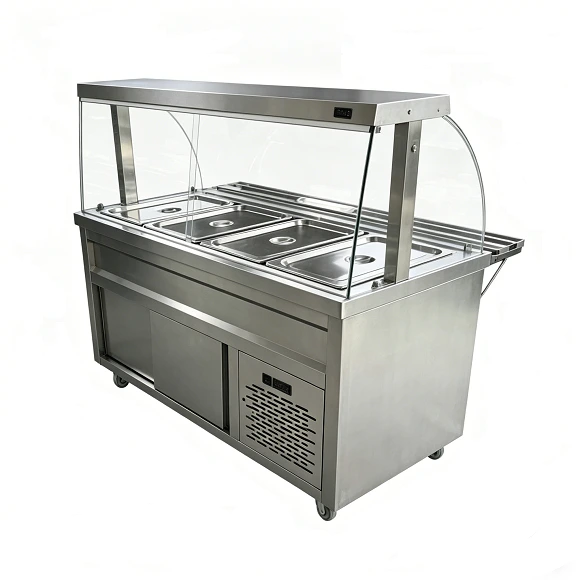 Kaesid Refrigerated Salad Bar with Curved Glass and Cabinets | Stainless Steel, R290 Eco-Friendly 1