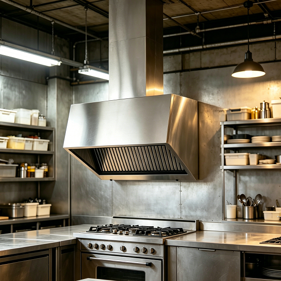 Campana extractora de cocina comercial Kaesid de acero inoxidable | Campana de ventilación premium para hostelería con filtros de grasa 4