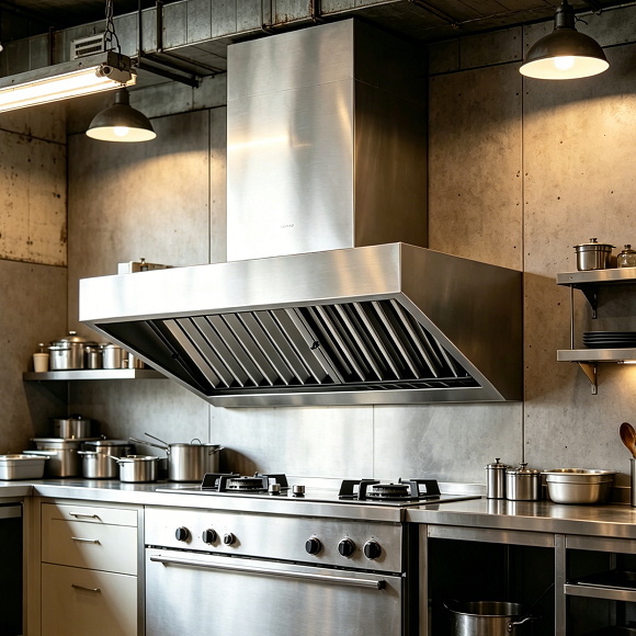 Campana extractora industrial Kaesid de alta resistencia con filtros para cocinas industriales de hostelería. 5