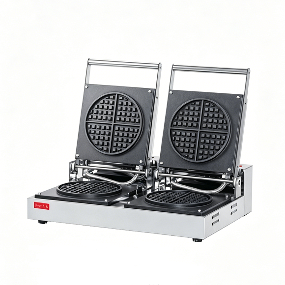 Gofrera redonda comercial Kaesid | Gofrera de acero inoxidable de una o dos cabezas para cafeterías 2