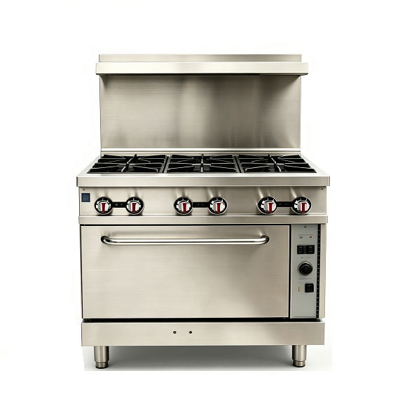 Cocina de gas comercial Kaesid de 6 quemadores con horno de convección | Cocina de acero inoxidable para restaurantes 1
