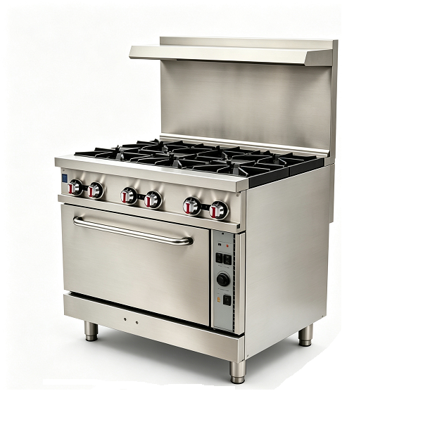 Cocina de gas comercial Kaesid de 6 quemadores con horno de convección | Cocina de acero inoxidable para restaurantes 4