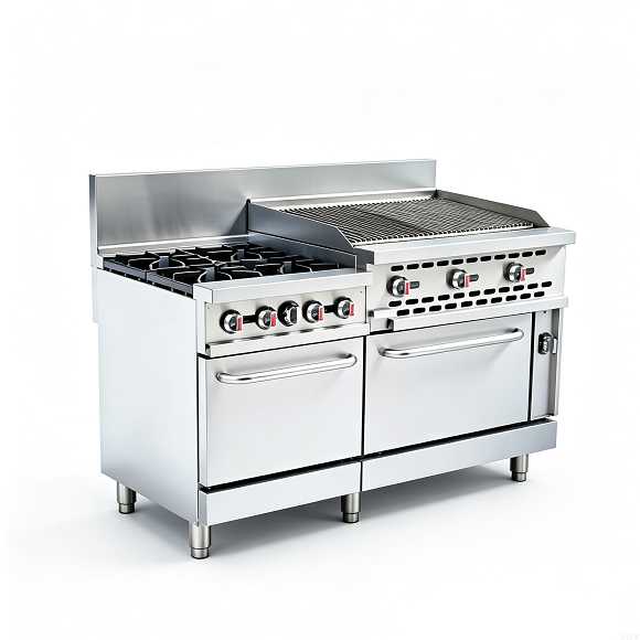 Kaesid Commercial 4 Burner Gas Range with 36 Inch Broiler & Oven | Stainless Steel Heavy Duty Restaurant Gas Stove 1