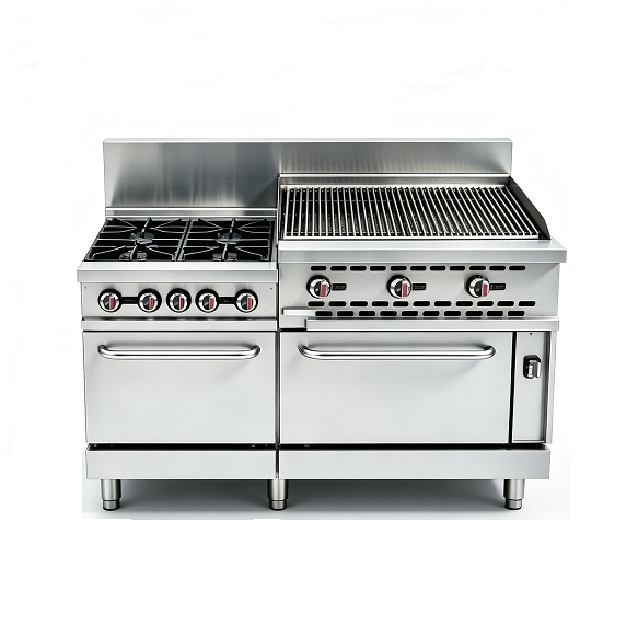 Kaesid Commercial 4 Burner Gas Range with 36 Inch Broiler & Oven | Stainless Steel Heavy Duty Restaurant Gas Stove 4