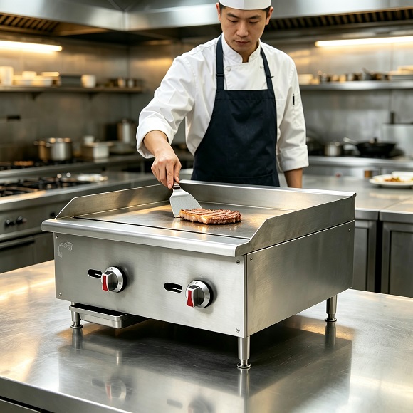 Plancha de gas comercial con termostato Kaesid | Venta al por mayor directa de fábrica de parrillas planas para restaurantes 4