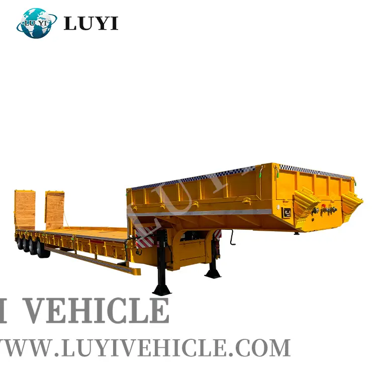 4 Axles Low Bed Semi Trailer With Airbag Suspension 1