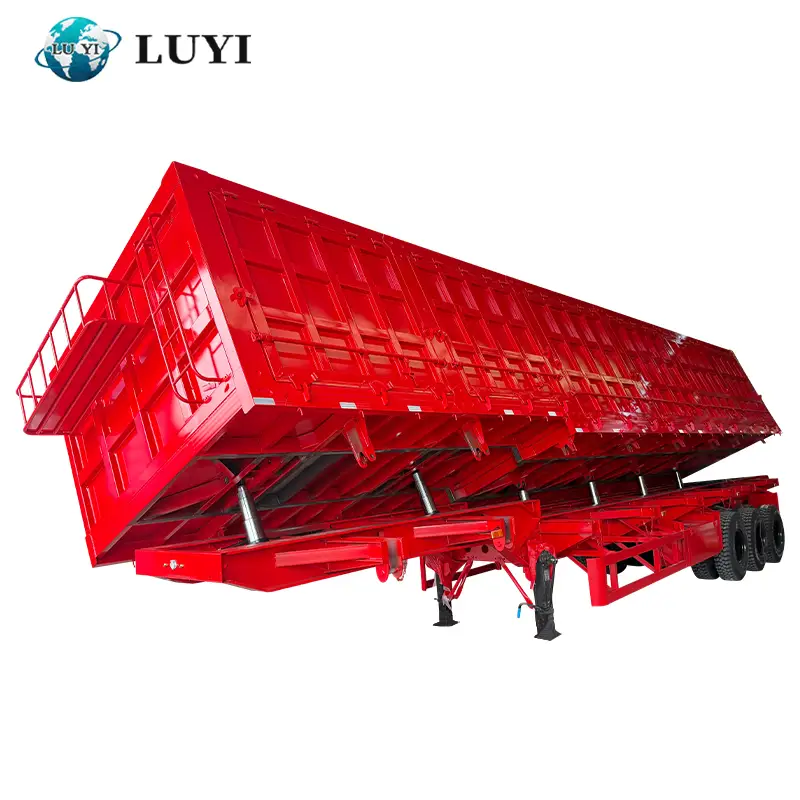 Remolque volquete lateral LUYI de 3 ejes de 60 a 150 toneladas 1