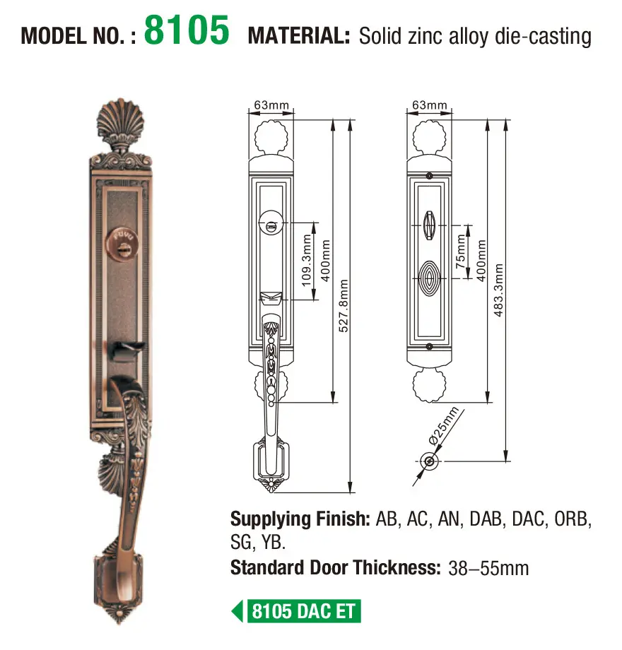 FUYU oem 5 lever mortice with latch for entry door 5