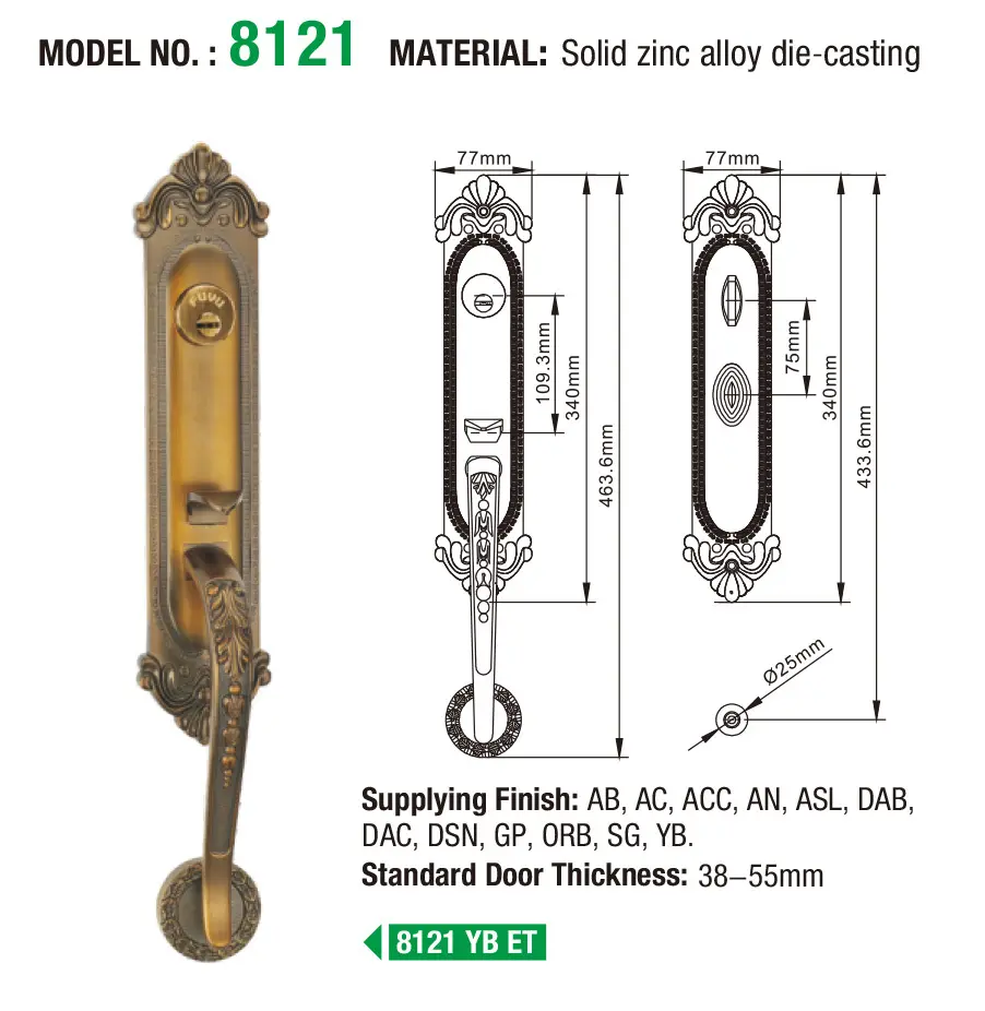 FUYU brass mortise latch set ansi for shop 6