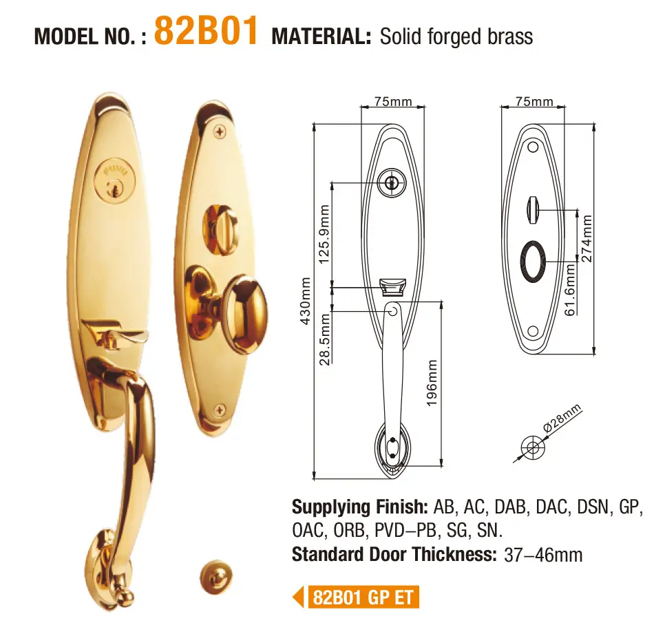 FUYU high security brass door knob with lock with latch for home 8