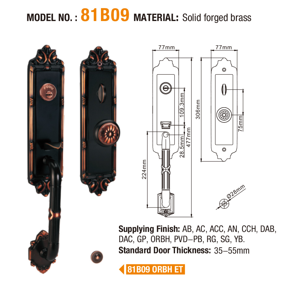 FUYU grip handle door lock supplier for mall 6
