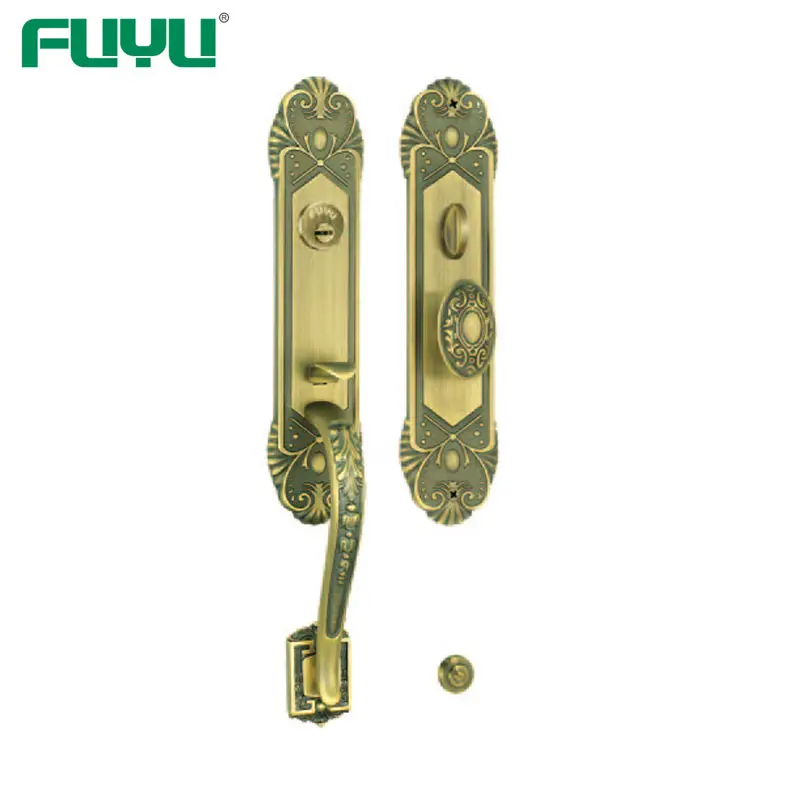 Classical antique brass big handle door lock for main door 1