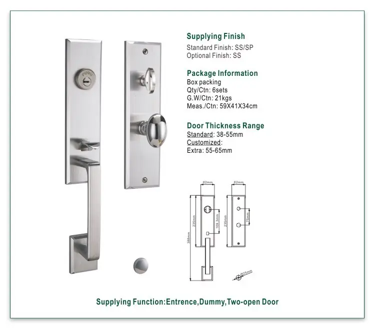 handle stainless steel mortice lock with international standard for mall FUYU 2