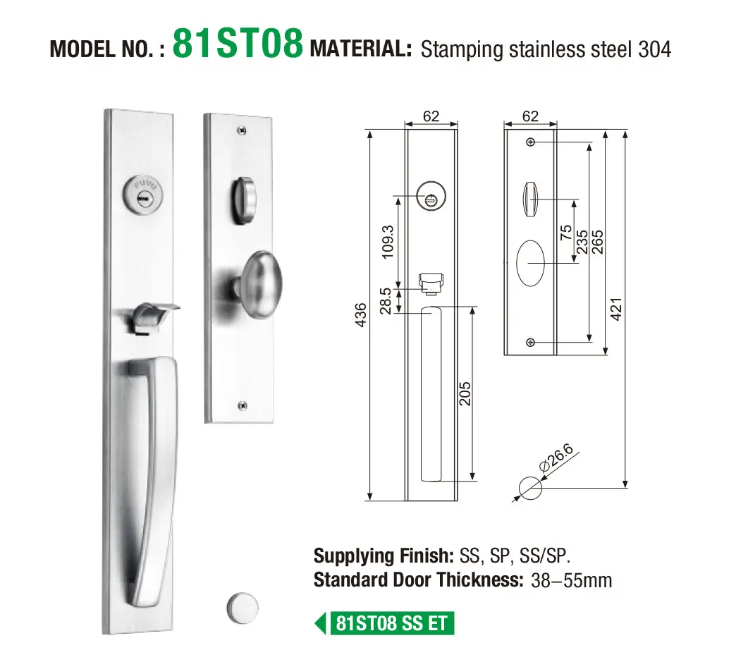 FUYU door lock manufacturing with latch for mall 6
