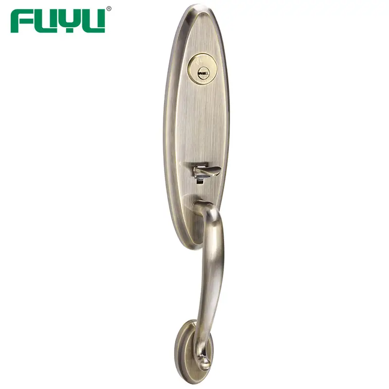 Luxury design heavy duty zinc alloy black grip handle gate door lock for two open door 1