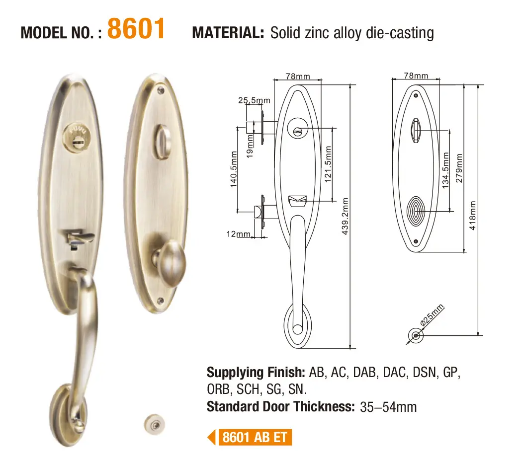 FUYU style zinc alloy door lock factory with latch for entry door 7