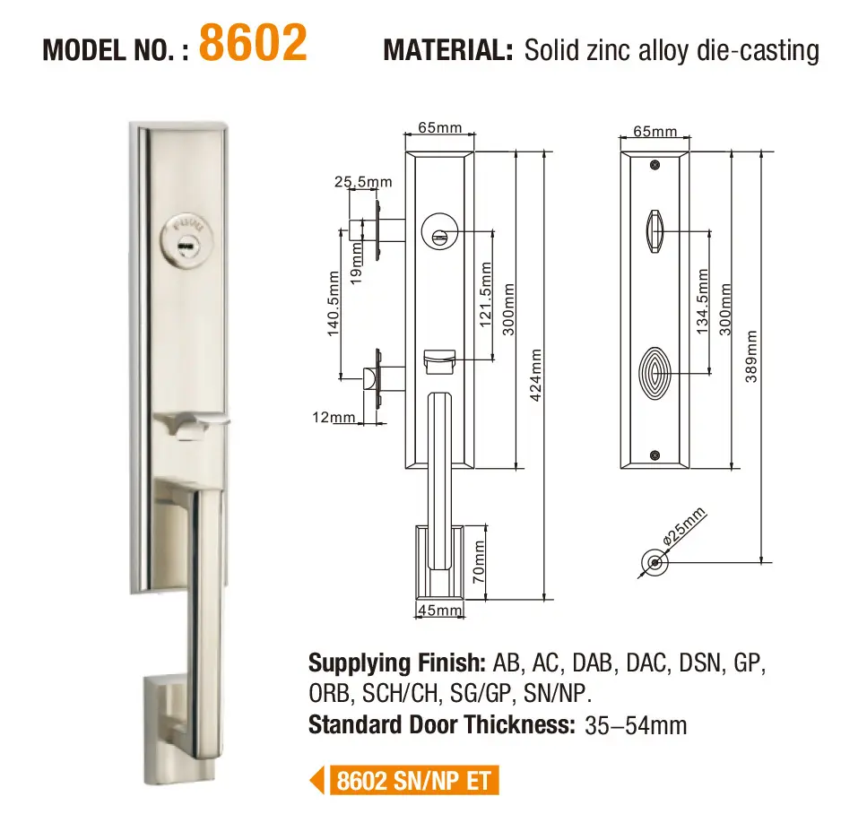 FUYU best inside mortise lock company for entry door 7