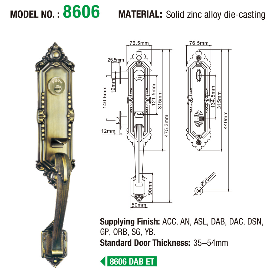 FUYU alloy room door locks grip for residential 7