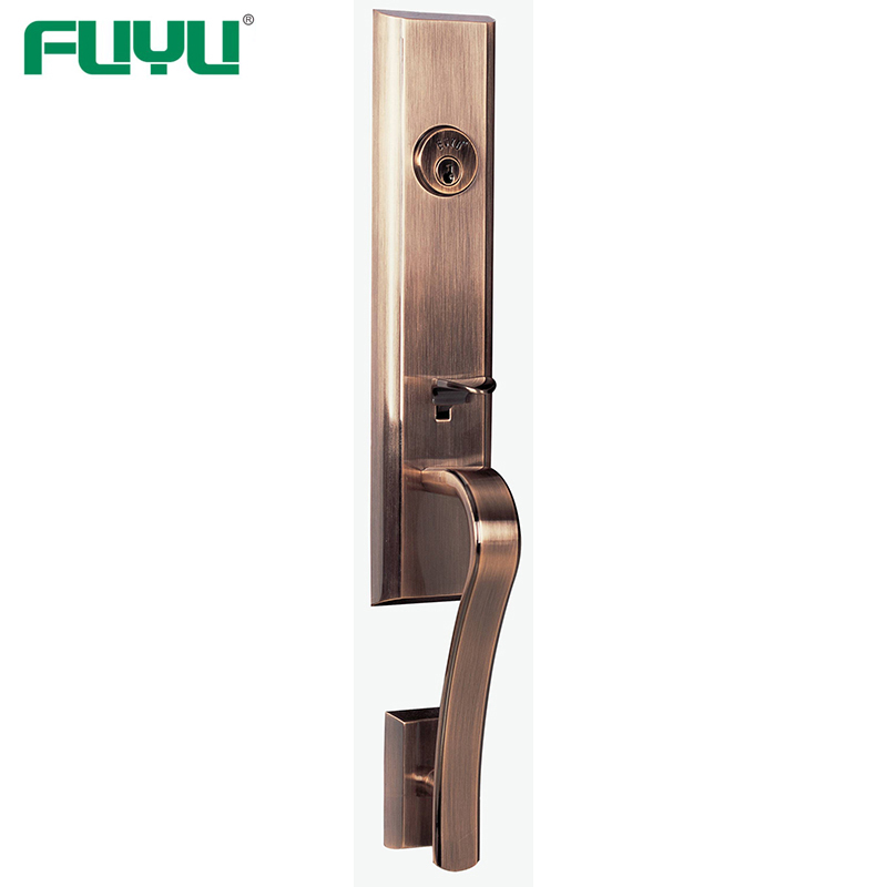High security zinc entry door handle set with lock 3