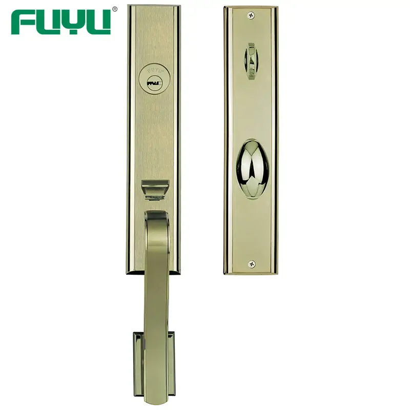 High security zinc entry door handle set with lock 1