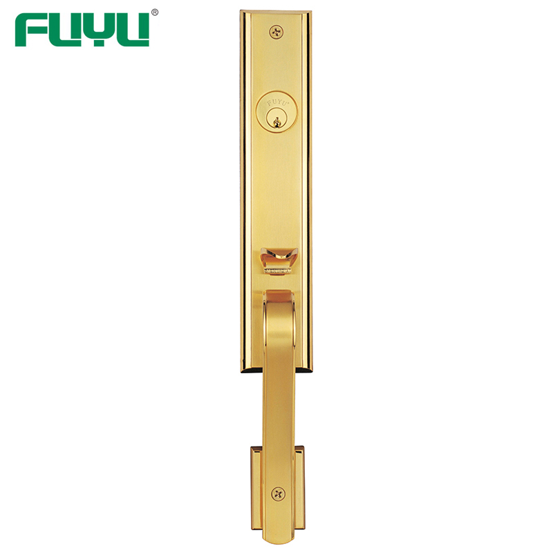 High security zinc entry door handle set with lock 6